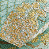 Sage Botanical Patchwork Quilted 3-Piece Cotton Bedding Set
