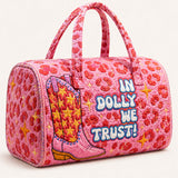 Pink Western Cowgirl Boot Quilted Duffle Bag