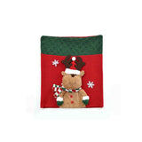 3D Plush Santa Snowman Reindeer Christmas Chair Covers, Red & Green Xmas Dining Chair Back Slipcovers