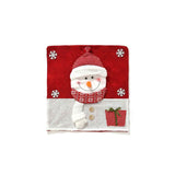 Knitted 3D Santa Snowman Reindeer Christmas Chair Covers, Red & White Xmas Dining Chair Back Slipcovers
