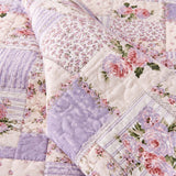 Lavender Floral Patchwork Quilted 3-Piece Bedding Set