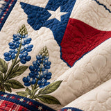 Texas Longhorn Bluebonnet Star Patchwork Quilted 3-Piece Bedding Set