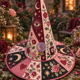 Moonlit Rose Mystic Gothic Handcrafted Quilted Witch Hat