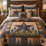 Rustic Bluebonnet Star Patchwork Premium Microfiber Quilted 3-Piece Bedding Set