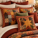 Autumn Harvest Patchwork Quilted 3-Piece Bedding Set