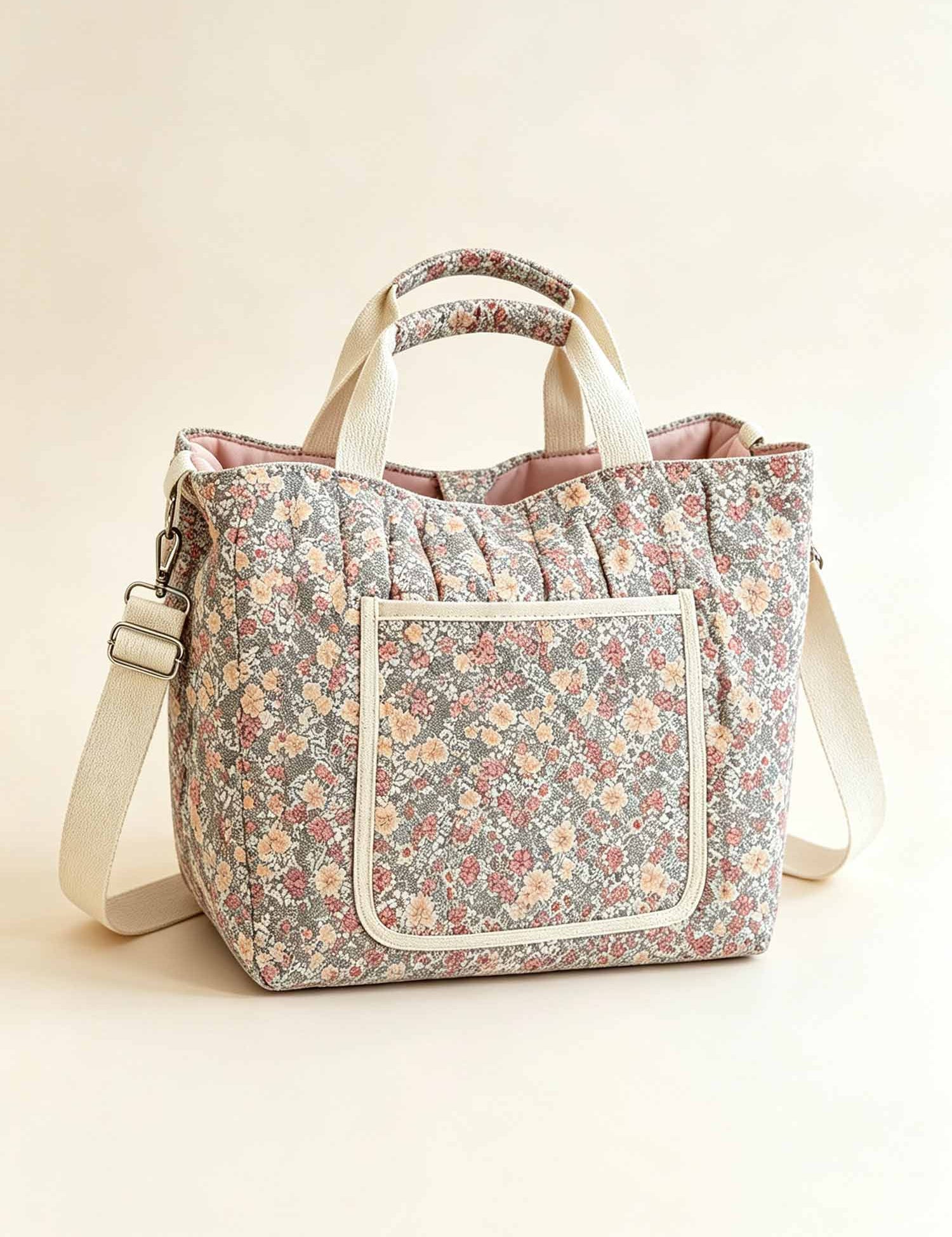 Floral Quilted Convertible Mommy Diaper Tote Bag