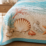 Coastal Shell Ocean Quilted 3-Piece Bedding Set