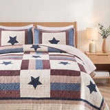 Americana Star Patchwork Quilted 3-Piece Bedding Set