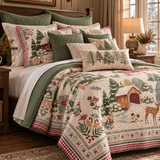 Woodland Cabin Deer Quilted 3-Piece Bedding Set