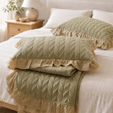 Sage Leaf Double-Layer Gauze Quilted 3-Piece Bedding Set