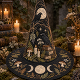 Moonlit Raven Enchanted Library Gothic Handcrafted Quilted Witch Hat