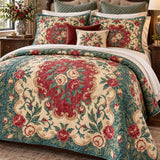 Vintage Rose Garden Quilted 3-Piece Bedding Set