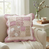 Pink Ditsy Floral Patchwork Quilted Pillow Cover