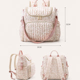 Floral Quilted Baby Diaper Bag Backpack With Stroller Straps