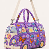 Retro Country Music Butterfly Van Quilted Duffle Bag