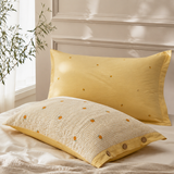 Orange 100% Cotton Quilted Pillow Sham Set Of 2