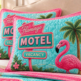 H.PAI Flamingo Motel Tropical Paradise Quilted 3-Piece Bedding Set