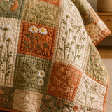 Daisy Cottage Garden Quilted 3-Piece Bedding Set