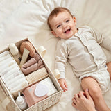 Whimsical Forest Quilted Beige Diaper Caddy Organizer