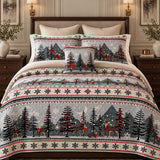 Winter Forest Deer Mountain Fair Isle Quilted 3-Piece Bedding Set