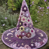 H.PAI Hexagon Patchwork Celestial Handcrafted Quilted Witch Hat