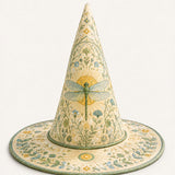 H.PAI Dragonfly Garden Vintage Fairy Handcrafted Quilted Witch Hat