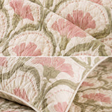 H.PAI Blush Floral Meadow Quilted 3-Piece Bedding Set