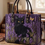 Lavender And The Black Cat Quilted Leather Strap Bible Handbag