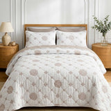 Light Taupe Rose Diamond Grid Quilted Bedspread Cotton Puff Quilt Blanket