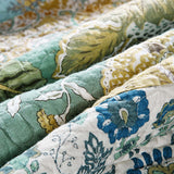 Sage Botanical Patchwork Quilted 3-Piece Cotton Bedding Set