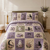 H.PAI Pumpkin Cat Ghost Garden Quilted 3-Piece Bedding Set