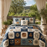 Vintage Cottage Floral Quilted 3-Piece Bedding Set – Luxury Quilted Bedding with Matching Pillow Shams