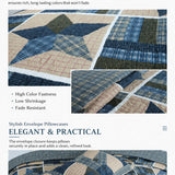 Navy Denim Blue Star Print Quilted 3‑Piece Bedding Set