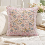 Vintage Pink Ditsy Floral Quilted Pillow Cover