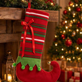 Elf Christmas Stocking, Striped Xmas Hanging Stocking