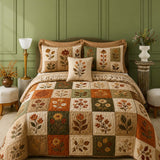 Autumn Botanical Quilted 3-Piece Bedding Set – Luxury Quilted Bedding with Matching Pillow Shams