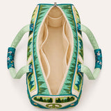 H.PAI Women's Quilted Duffle Bag - Retro 70s Hippie Van, Forest & Wildflower Travel Overnight Bag