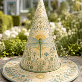 H.PAI Dragonfly Garden Vintage Fairy Handcrafted Quilted Witch Hat