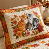 H.PAI Autumn Garden Cat Quilted 3-Piece Bedding Set