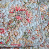 Light Blue Country Garden Floral Print Quilted 3‑Piece Bedding Set