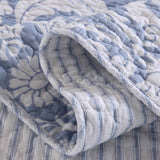 Vintage Cottage Blue Floral Print Quilted 3‑Piece Bedding Set