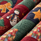 Snowman Patchwork Winter Holiday Quilted 3-Piece Bedding Set