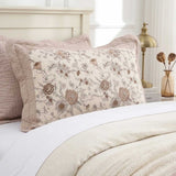 Vintage Floral Scalloped Cotton Throw Pillow Cover
