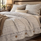 Vintage Botanical Leaf Linen 4-Piece Duvet Cover Bedding Set