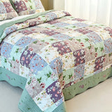 Sage Floral Patchwork Quilted 3-Piece Bedding Set