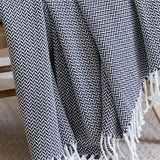 Classic Herringbone Cotton Throw Blanket