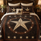 Rustic Americana Star Patchwork Quilted 3-Piece Bedding Set