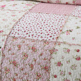 Rose Cottage Patchwork Quilted 3-Piece Bedding Set