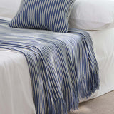 Classic Stripe Knitted Throw Blanket & Pillow Cover Set