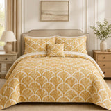 H.PAI Golden Ginkgo Leaf Quilted 3-Piece Bedding Set